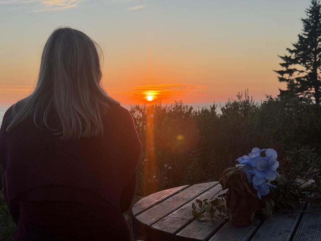 Serene sunset bench overlooking a peaceful lake — a moment of contemplation